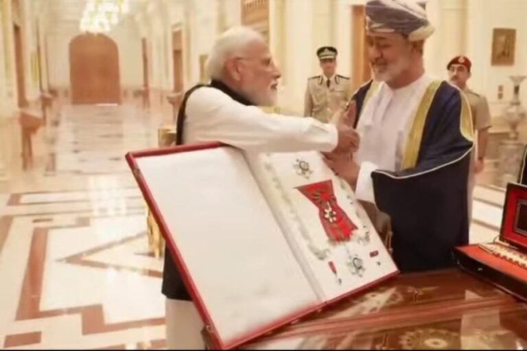 प्रधानमंत्री नरेंद्र मोदी को सर्वोच्च नागरिक सम्मान ‘ऑर्डर ऑफ ओमान’ से नवाजा गया