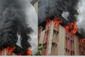 Massive Fire Breaks Out at Jawahar Bhawan in Lucknow’s VIP Area; Panic on Fourth Floor, Blaze Brought Under Control, Probe Ordered